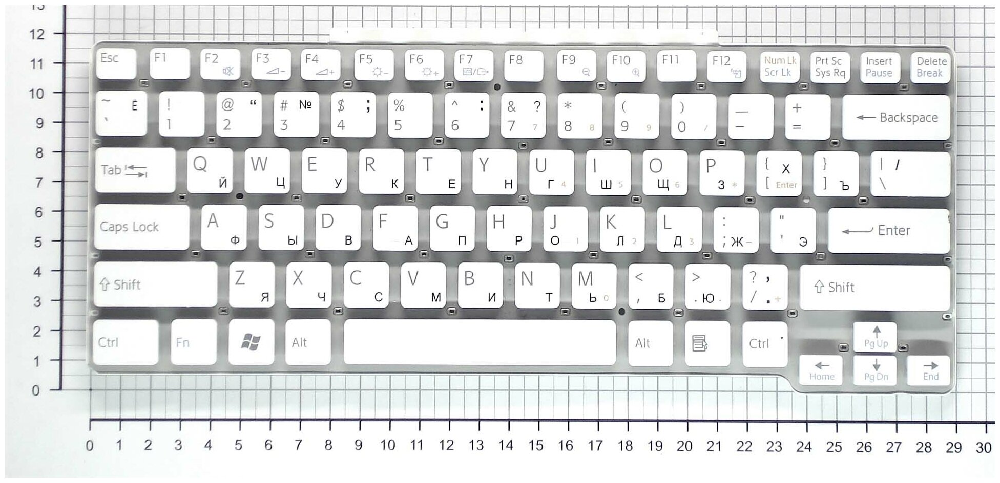 Клавиатура для ноутбука Sony Vaio VGN-SR21RMH белая без рамки