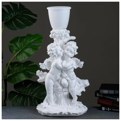 Фигурное кашпо Пара ангелов белые 12 л 32х62х24см 6116₽