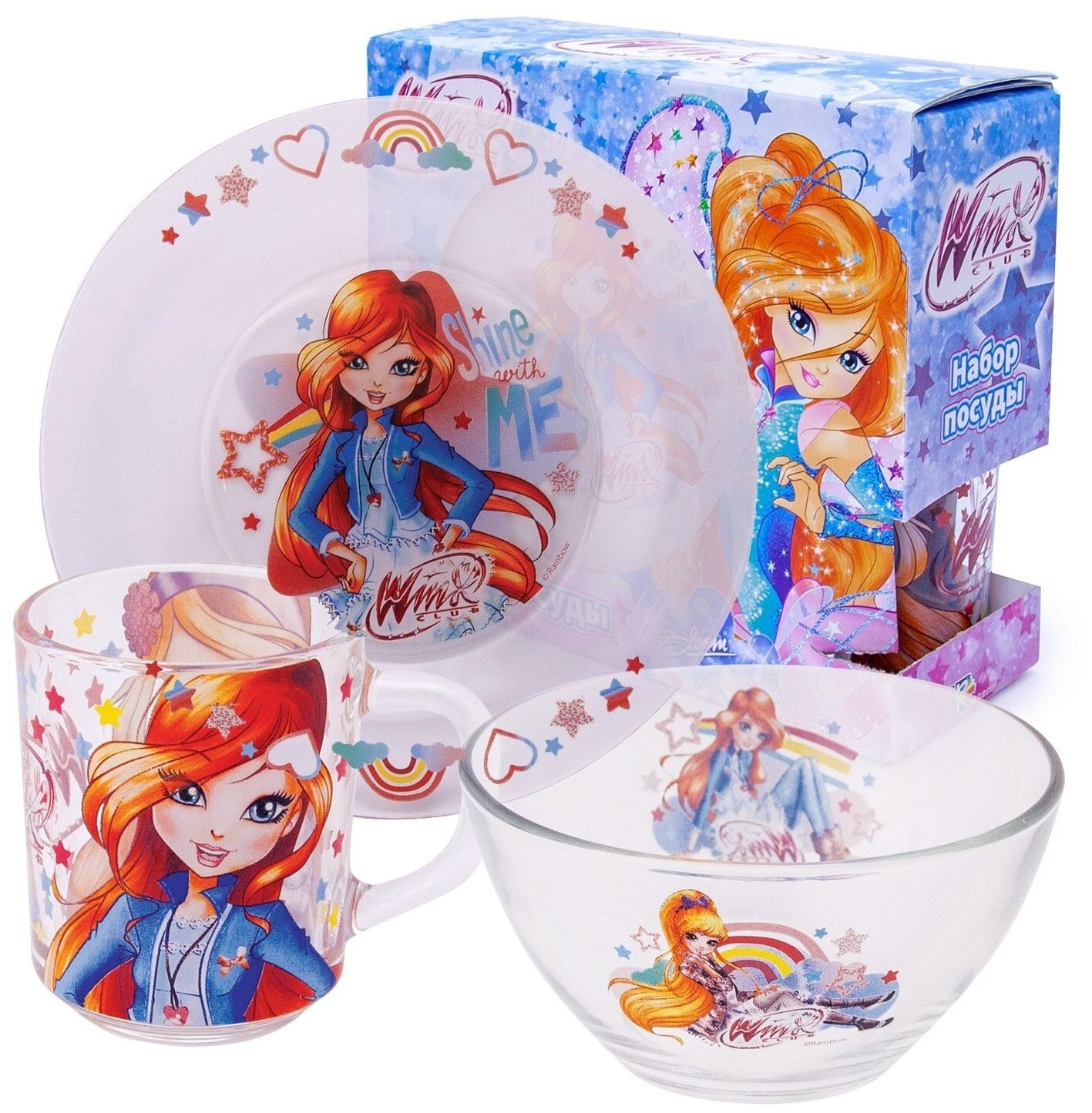 Набор посуды ND Play Winx Club, Звезды, 3 предмета, стекло (292557)