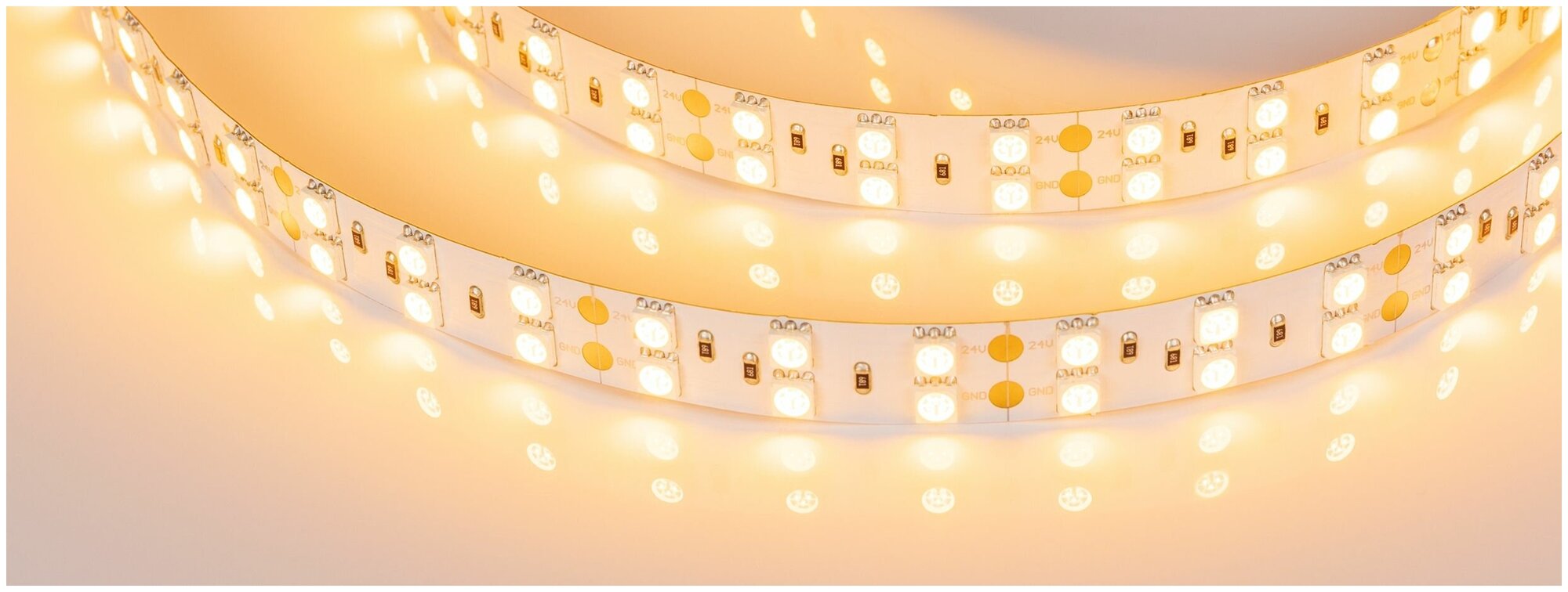 Светодиодная лента RT 2-5000 24V Yellow 2x2 (5060, 600 LED, LUX) (Arlight, 28.8 Вт/м, IP20) - фотография № 6