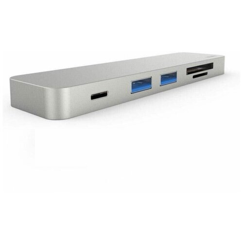 Переходник - Хаб WiWU T8 x2 Type C to x2 USB 3.0, x2 Type C, HDMI, Cardreader 7 in 1 Adapter Grey