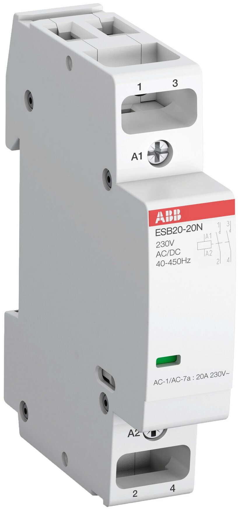 Контактор ABB ESB20-20N-01 модульный, 20А, АС-1, 2НО, катушка 24В AC/DC 1SBE121111R0120 - фотография № 3