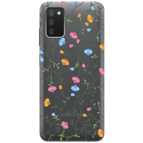 Силиконовый чехол на Samsung Galaxy A03s, Самсунг А03с с 3D принтом Сurly Flowers прозрачный силиконовый чехол на samsung galaxy a03s самсунг а03с с 3d принтом flowers and fern прозрачный