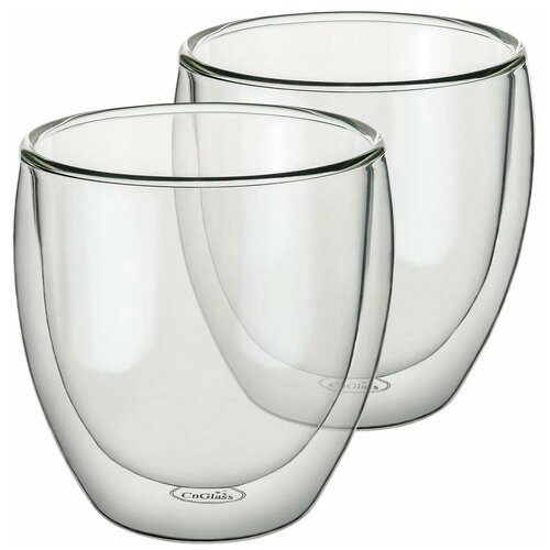 Стакан CnGlass стеклянный с двойными стенками для кофе и чая 250 мл набор 2 шт.