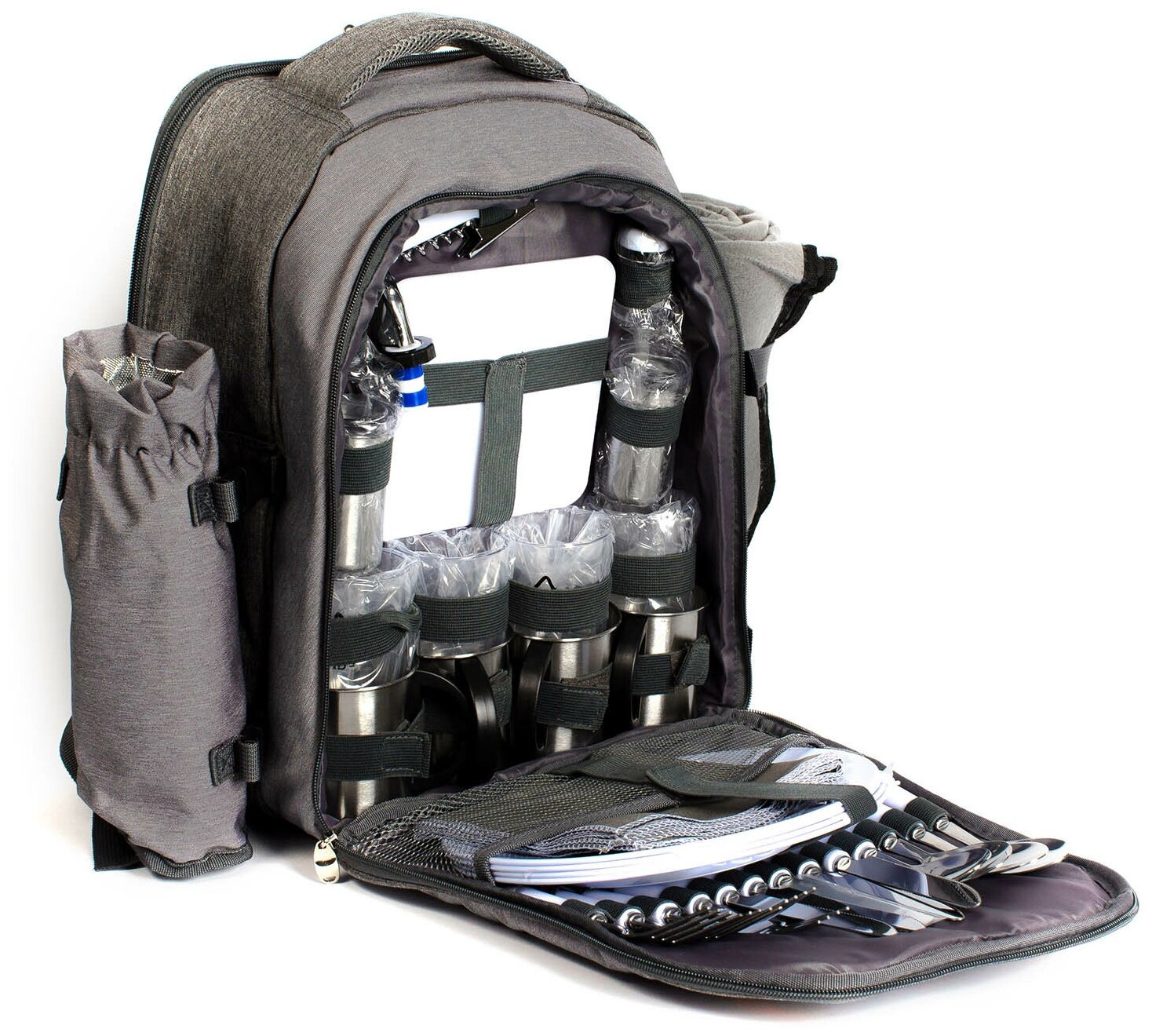 Рюкзак для пикника TWPB-3167C286 (4 персоны) с ковриком и отдельным местом под термос - фотография № 2