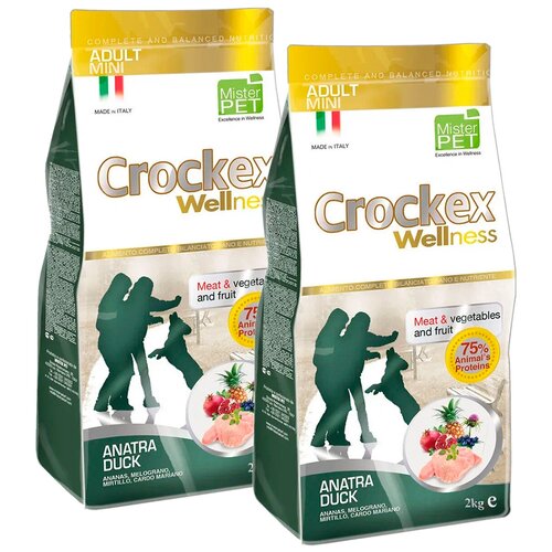 CROCKEX WELLNESS DOG ADULT MINI DUCK  & RICE для взрослых собак маленьких пород с уткой и рисом (2 + 2 кг)