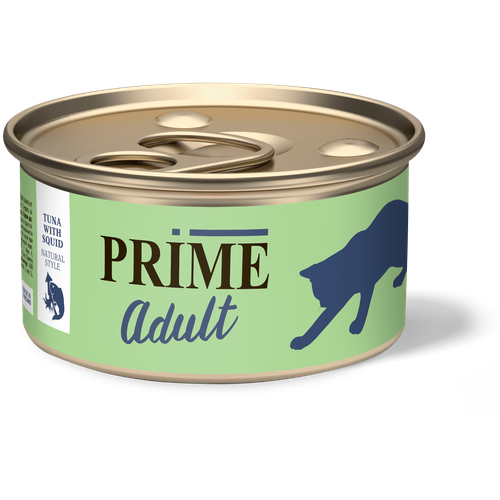 Консервы PRIME для кошек Тунец с кальмаром в собственном соку 70г