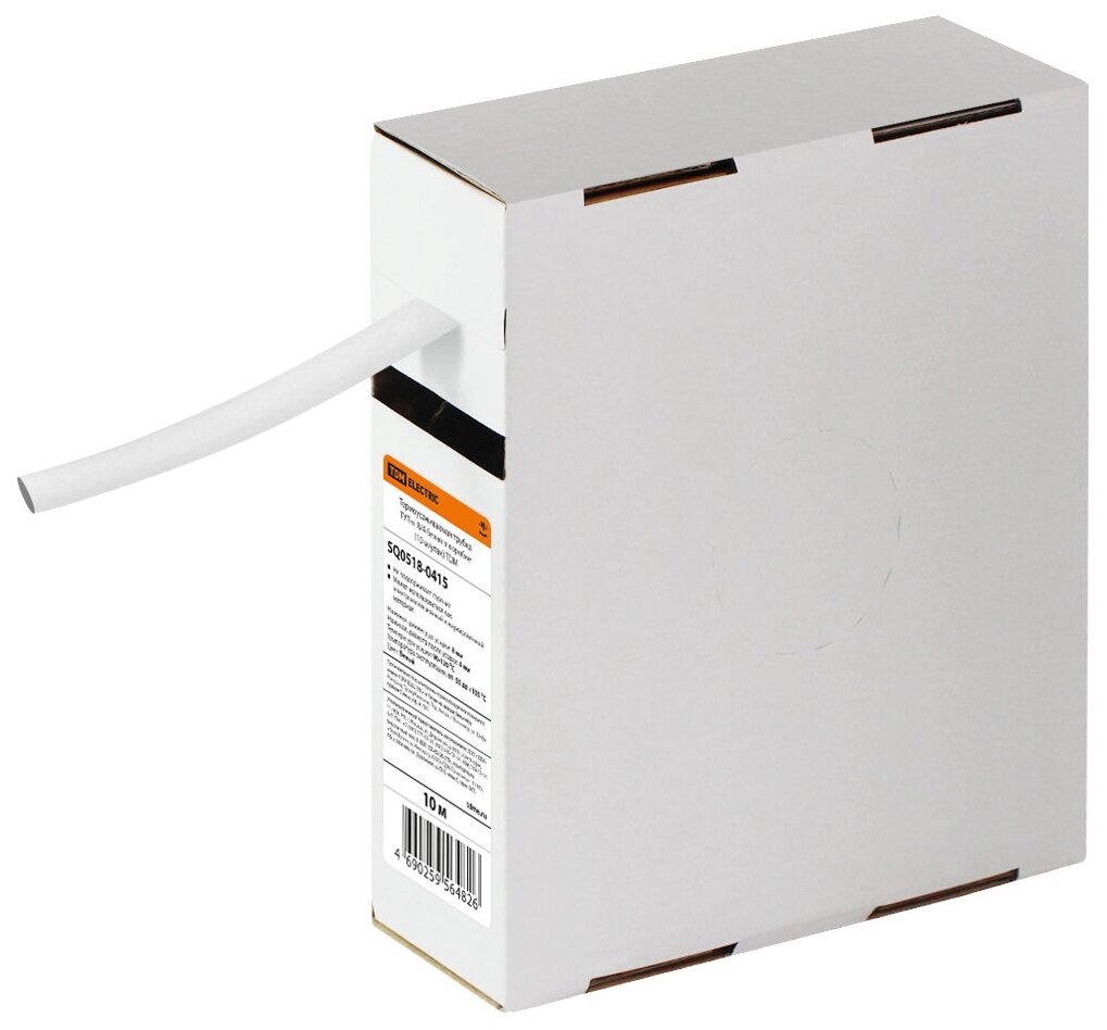 Термоусаживаемая трубка ТУТнг 8/4 белая в коробке (10 м/упак), TDM SQ0518-0415 (1 упак)