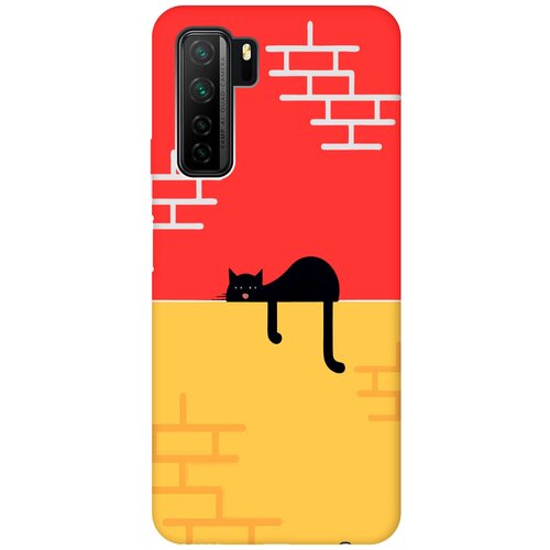 Силиконовый чехол на Honor 30S, Huawei Nova 7 SE, Хонор 30с Silky Touch Premium с принтом Lazy Cat красный матовый soft touch силиконовый чехол на huawei nova 7 se honor 30s хонор 30с с 3d принтом k heart черный