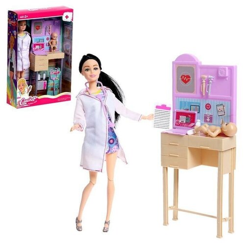 Кукла-модель шарнирная 'Доктор Лиза' с малышом, мебелью и аксессуарами кукла 86011 с мебелью и аксессуарами в коробке