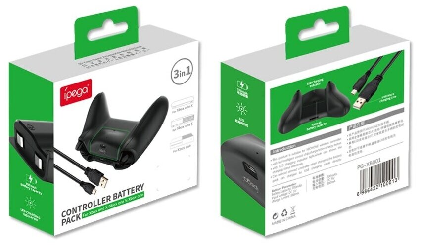 Аккумуляторная батарея IPEGA 1400 мАч + USB-кабель для комплектов XBOX ONE / SLIM / X — фото 1