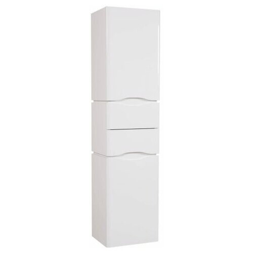 Шкаф пенал для ванной Аква Родос Венеция 40см белый подвесной с корзиной для белья