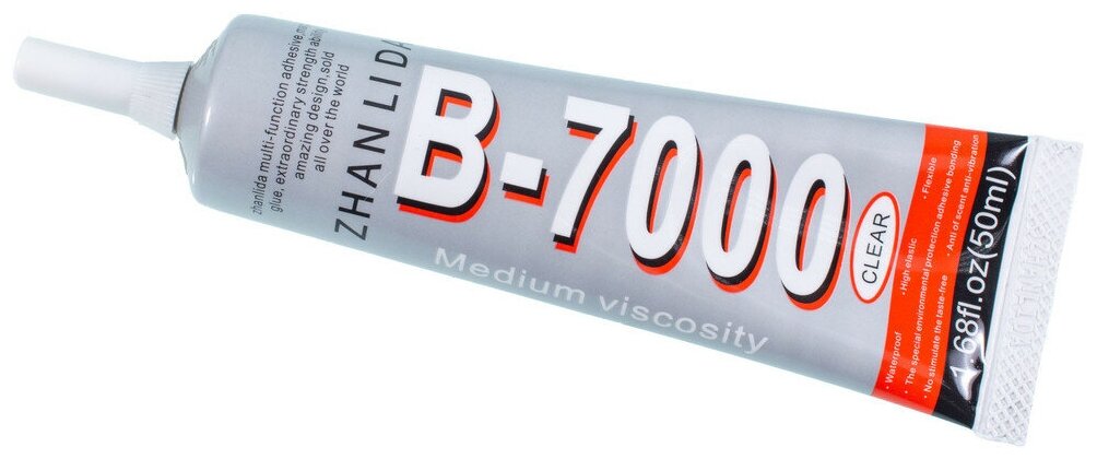 Клей герметик B-7000 / B7000 (50 ml) прозрачный эластичный, для проклейки тачскринов и приклеивания страз - фотография № 5