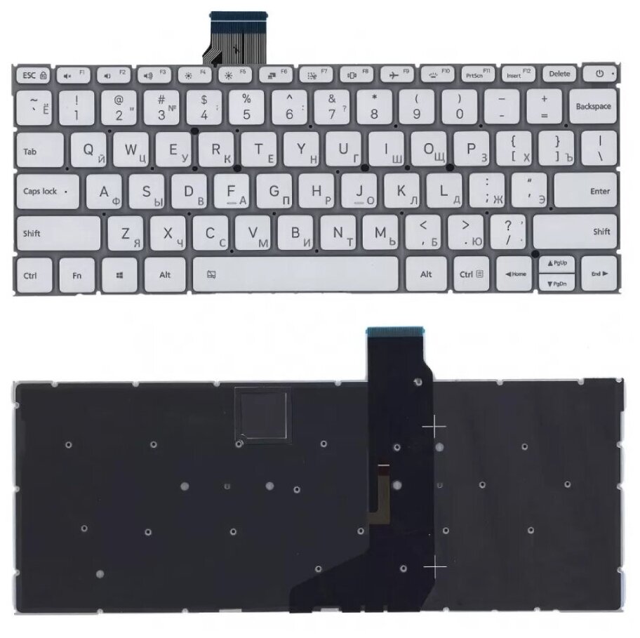Клавиатура (keyboard) 6037B0127601 для ноутбука Xiaomi Mi Air 12.5, серебристая с подсветкой