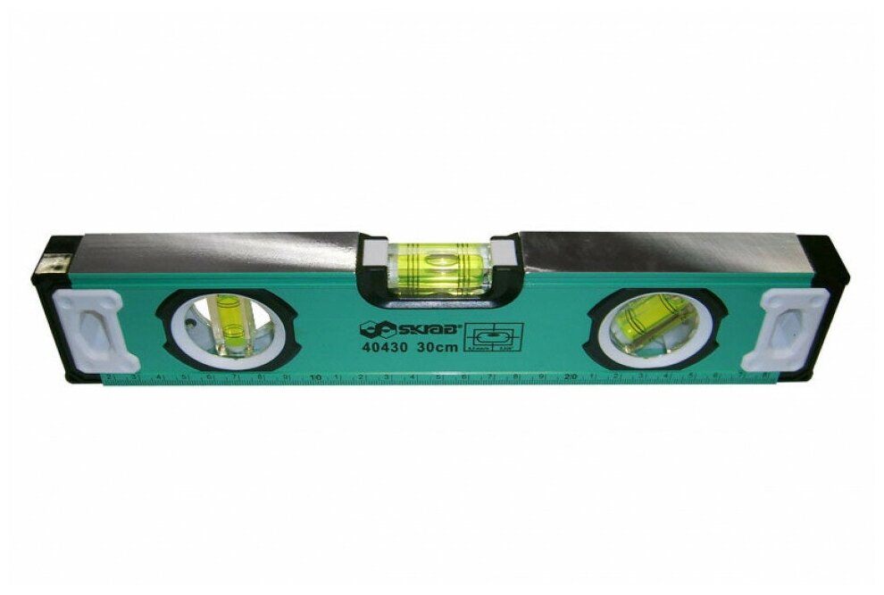 Уровень 600 мм магнитный усиленный фрезерованный 3 глазка зеленый SKRAB 40432