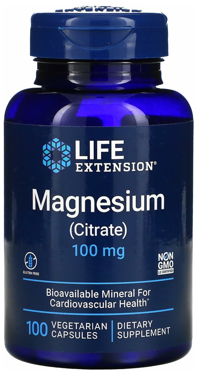 Капсулы Life Extension Magnesium Citrate, 170 г, 150 мл, 100 мг, 100 шт.