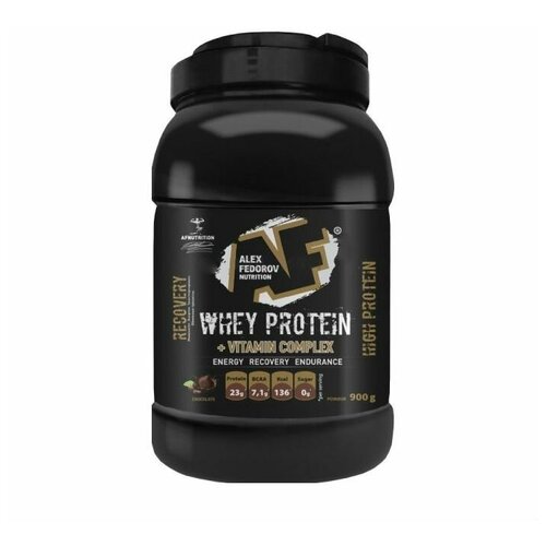 Протеин, Protein, Alex Fedorov Nutrition Whey Protein, протеин сывороточный, шоколад, 900 г протеин whey protein shake power pro 900 г вкус молочный шоколад