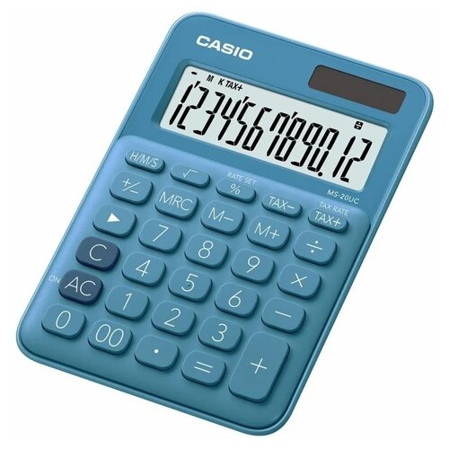 Калькулятор бухгалтерский CASIO MS-20UC-BU-S-EC, голубой разделитель ms 40