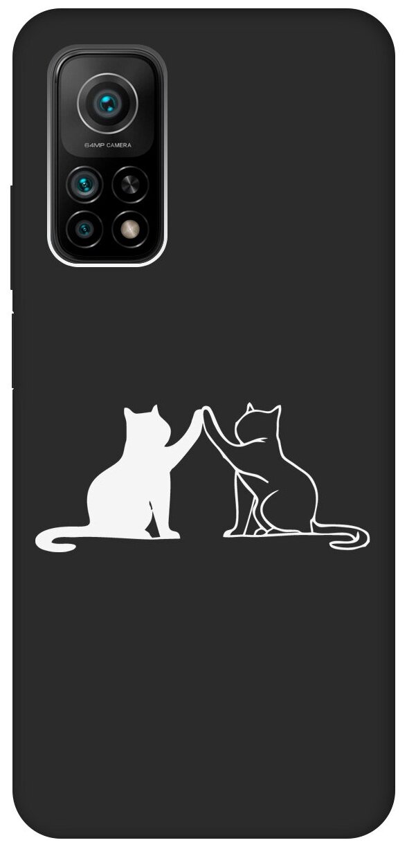 Матовый Soft Touch силиконовый чехол на Xiaomi Mi 10T, 10T Pro, Сяоми Ми 10Т, Ми 10Т Про с 3D принтом "Cats W" черный