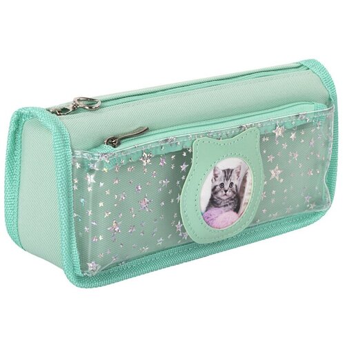 Пенал-косметичка Юнландия Kitty, мятный, 210х60х90мм, полиэстер, органайзер, 210х90х50мм, 2шт. (270262)
