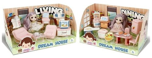 Shenzhen toys Кукла с набором мебели DINING ROOM/LIVING ROOM в коробке