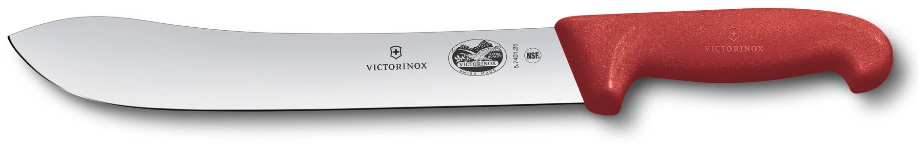 Нож кухонный Victorinox Butchers knife (5.7401.25) стальной разделочный лезвие 250 мм прямая заточка красный