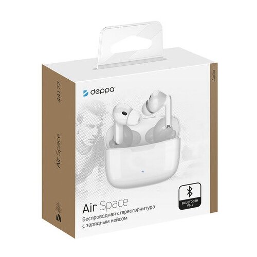 Беспроводные наушники с микрофоном Air Space белые Deppa 141800₽