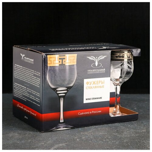 Набор фужеров для вина «Русский узор», 240 мл, 6 шт