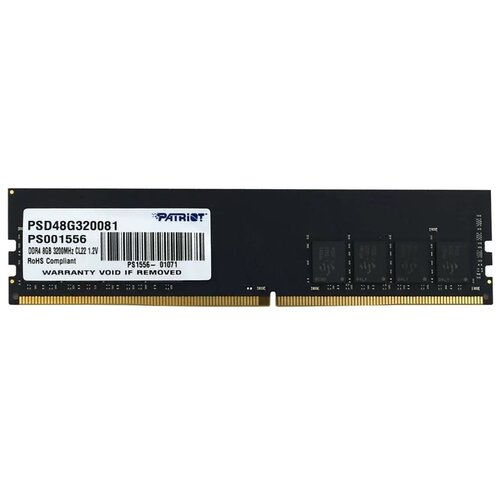 Оперативная память Patriot Memory SL 8 ГБ DDR4 3200 МГц DIMM CL22 PSD48G320081 оперативная память patriot memory sl premium 64 гб 32 гб x 2 шт ddr4 3200 мгц dimm cl22 psp464g3200kh1