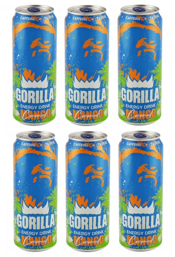Энергетический напиток Gorilla (Горилла) со вкусом Манго и Кокос, 6 шт по 0,45 л - фотография № 1