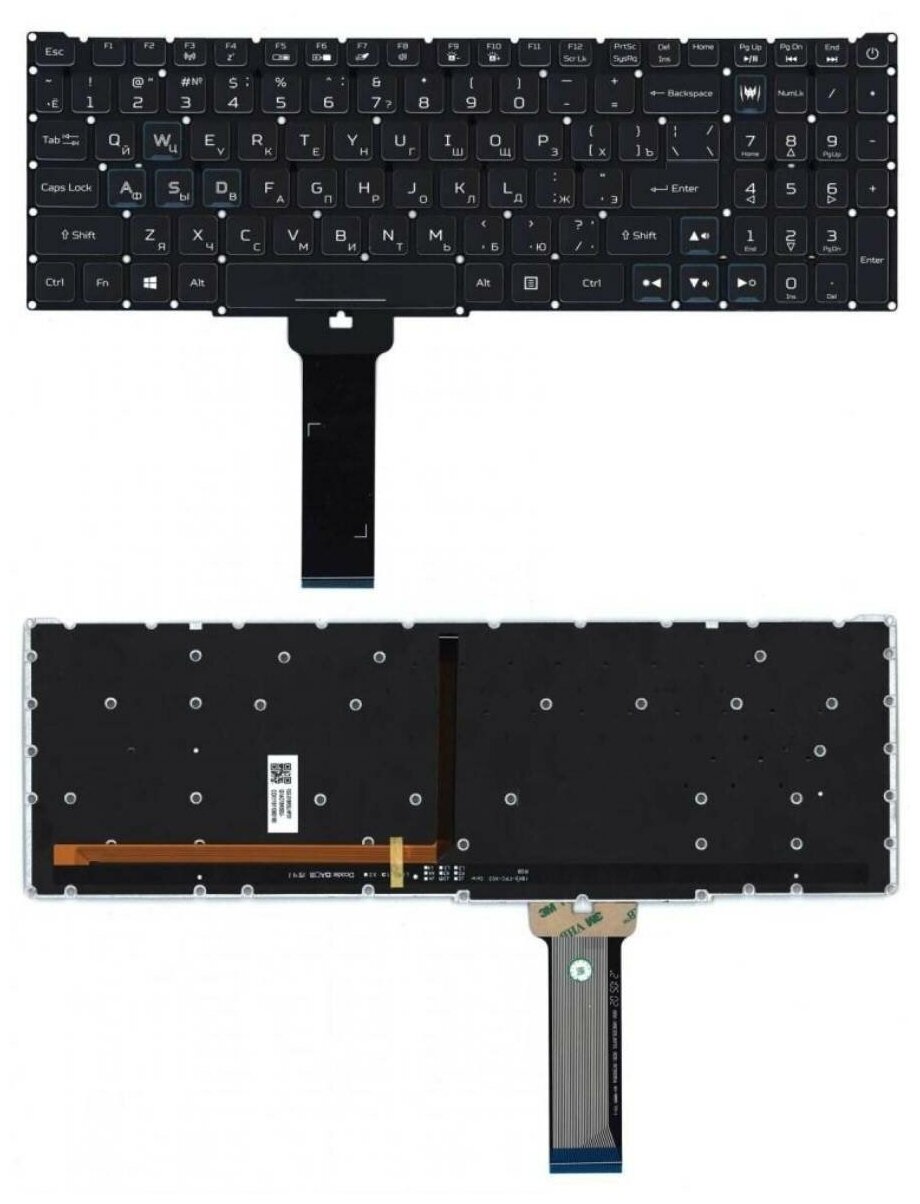 Клавиатура (keyboard) для ноутбука Acer Predator Helios 300 PH315-52, PH317-53, PH317-53-7777, черная с цветной подсветкой