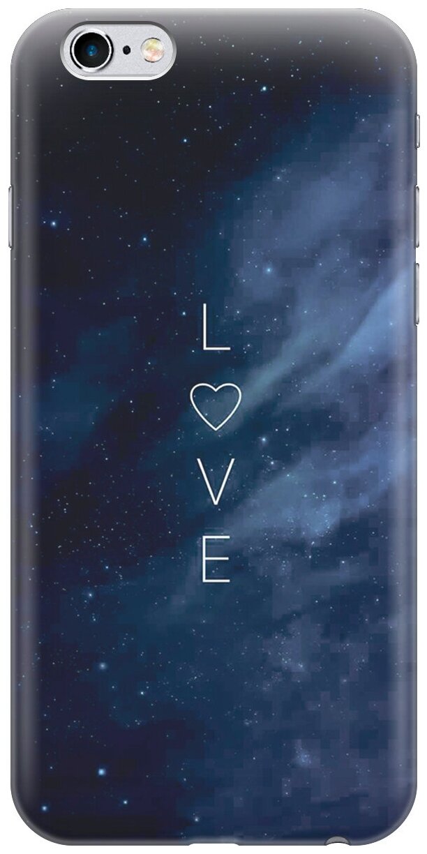 Силиконовый чехол на Apple iPhone 6s / 6 / Эпл Айфон 6 / 6с с рисунком "Ночное небо и любовь"