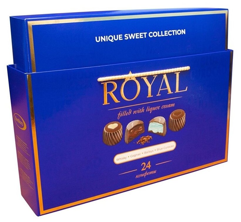 Набор шоколадных конфет "ROYAL COLLECTION" с сумочкой, синяя 370 гр.