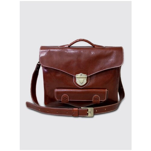 Портфель кожаный стильный деловой Bruno Bartello P-0015, коричневый итальянский