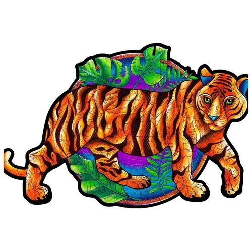 пазл фигурный деревянный тигр а3 228 деталей для детей и взрослых Пазл фигурный деревянный Puzzle Бенгальский тигр, для взрослых и детей