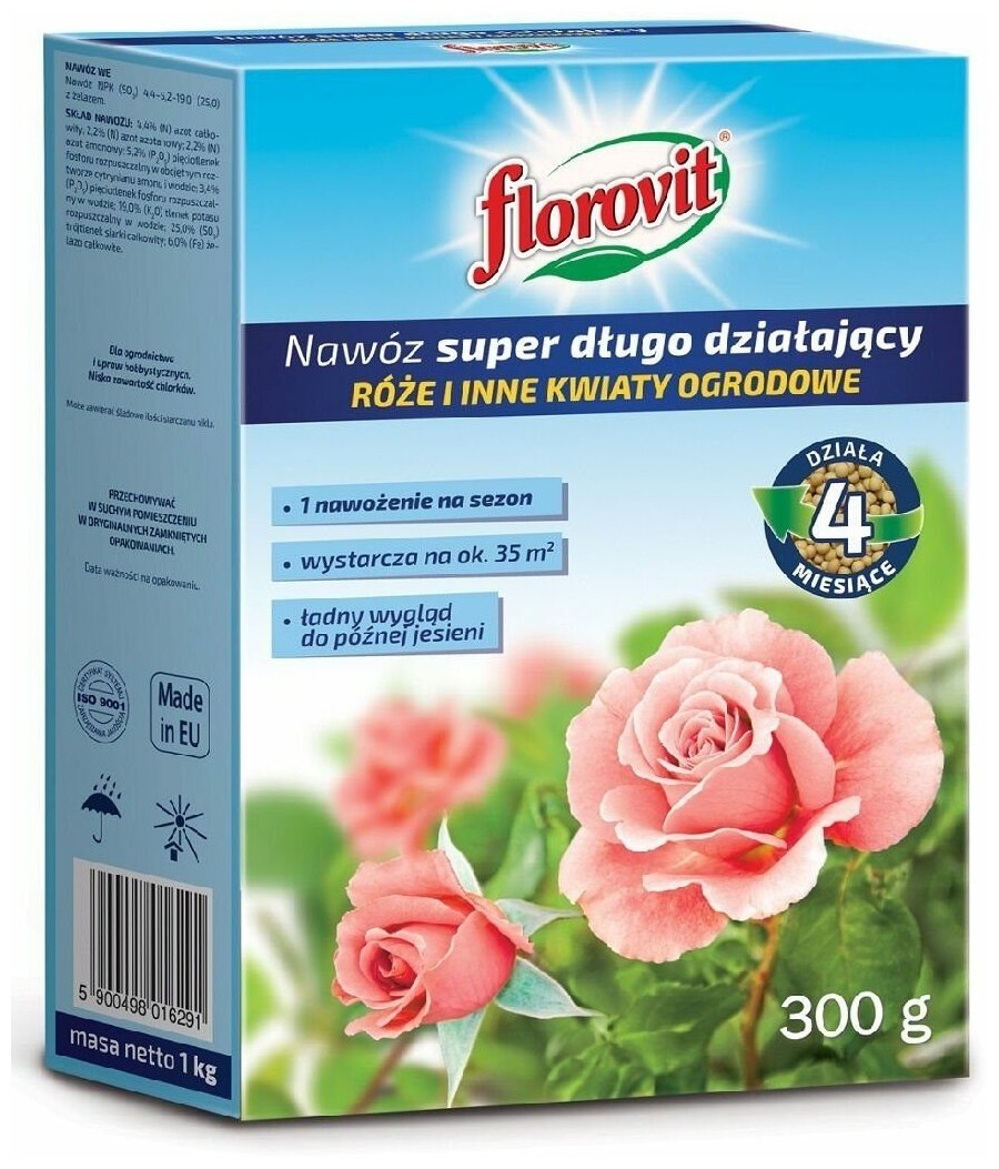 Удобрение "Флоровит" (Florovit) супер длительного действия для роз и других цветущих, 300г (коробка) - фотография № 5