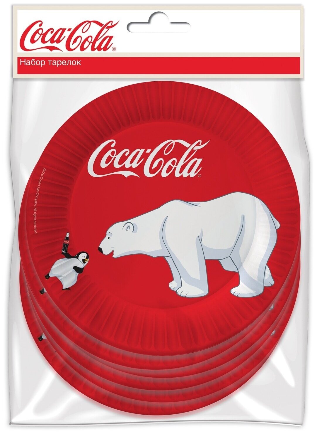 Тарелки (9''/23 см) Coca-Cola Мишки Красный 6 шт.