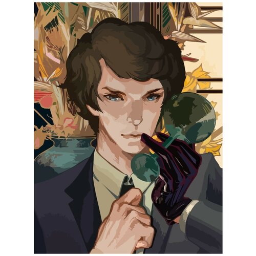 Картина по номерам на холсте Шерлок в аниме стилистике (детектив) - 9021 В 30x40 картина по номерам шерлок в аниме стилистике 9021 в 60x40