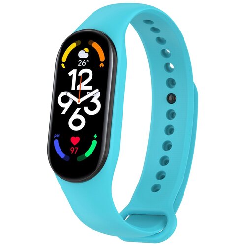 Силиконовый ремешок для финтес-браслета Xiaomi Mi Band 5, 6, 7 голубой