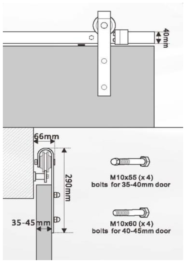 Раздвижная система открытая амбарного типа для межкомнатной двери SLIDING DOOR SYSTEM SDS 030 лофт/барн - фотография № 4