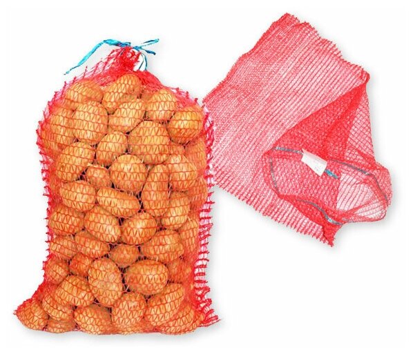 Сетка - Мешок для овощей до 9 кг, для урожая и хранения картошки, лука, моркови, яблок с завязками 30 х 47, 50 штук