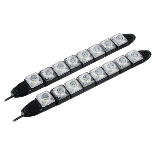 Дневные ходовые огни, LED 8ШТ, гибкий пласт. КОРП., 220ММ, 12V, белый, 2ШТ.