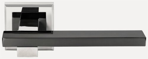 Изображение товара Ручка дверная Morelli MH-38 SN/BN-S белый никель/черный никель, ручки для межкомнатных дверей на квадратной накладке комплект 1 шт, фурнитура