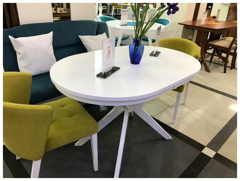 фото Стол Сильвер 120/80-ОВ белый матовый