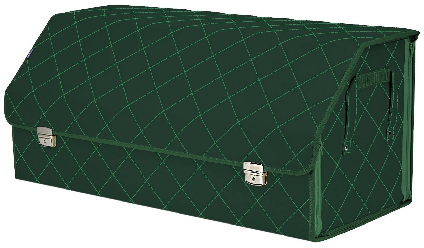 Органайзер-саквояж в багажник "Союз Премиум" (размер XXL). Цвет: зеленый с зеленой прострочкой Ромб.