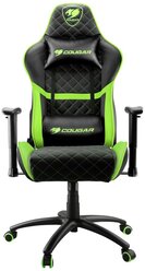 Компьютерное кресло COUGAR NEON игровое, обивка: искусственная кожа, цвет: черно-зеленый