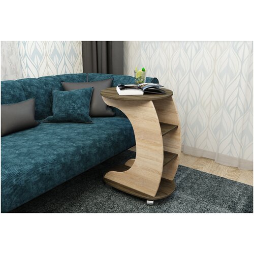 Столик журнальный Клайд 11С, Столик для гаджетов, Столик для вина, Столик прикроватный на колесиках,Столик на колесиках, Стол журнальный