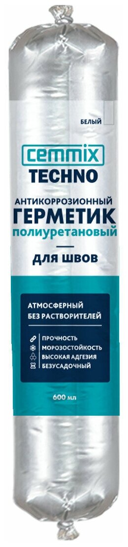 Герметик антикоррозионный Cemmix для швов Полиуретановый белый 600 мл