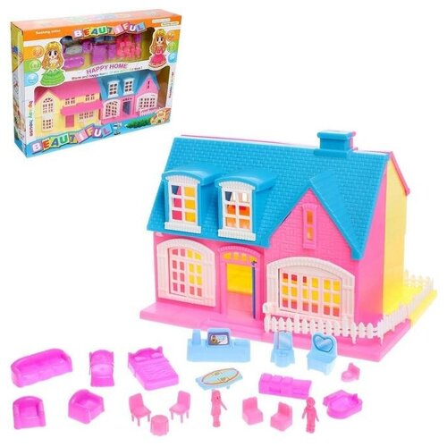 Кукольный домик КНР пластиковый, Создай уют, с аксессуарами (4994546) сима ленд кукольный домик создай уют 4994546 розовый желтый