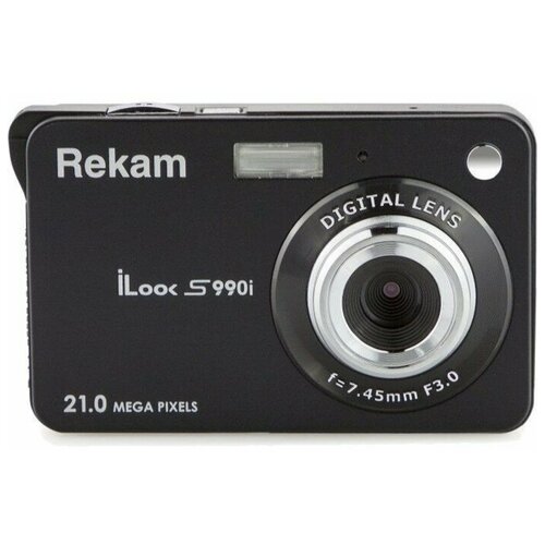 Фотоаппарат Rekam iLook S990i черный 21Mpix 27 720p SDHCMMC CMOS IS elLi-Ion 655000₽